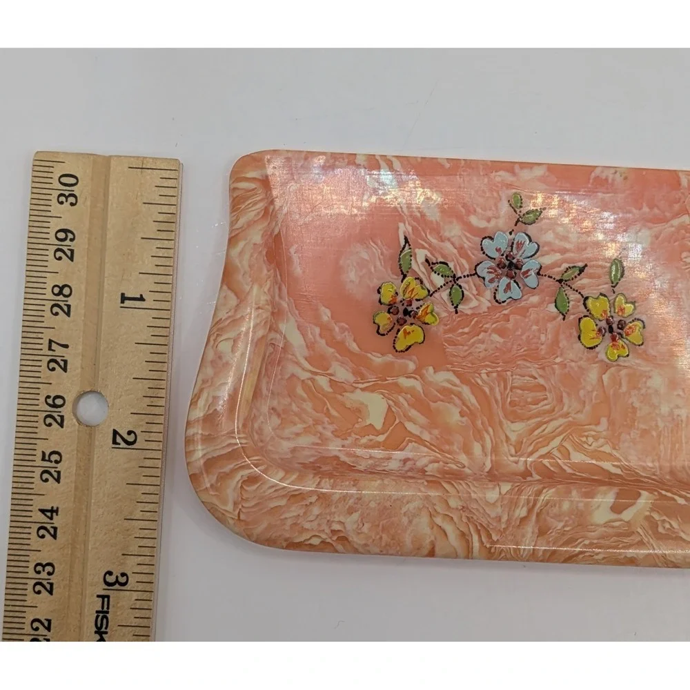 Vintage Celluloid Table Crumb Catcher Silent Butler‎ Pink Marble